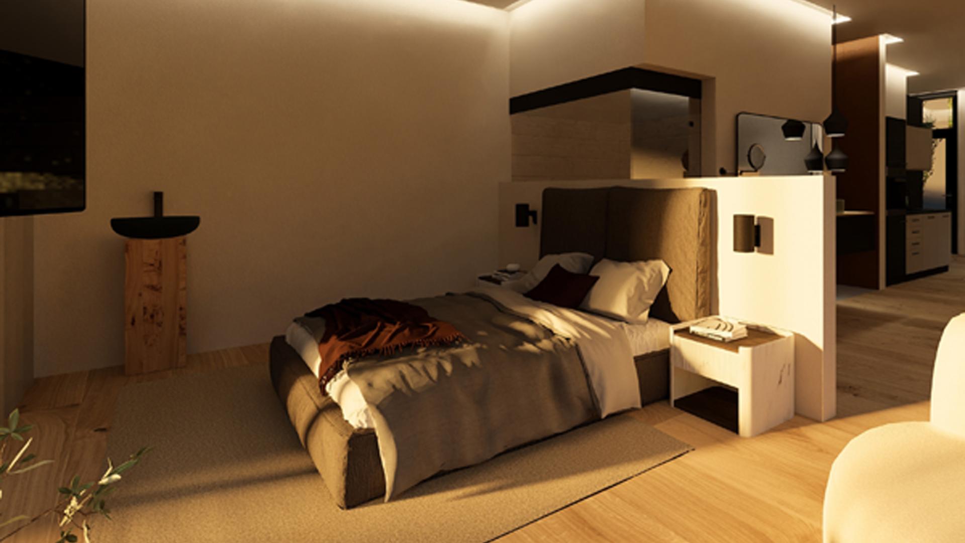 Cubea Schlafzimmer mit modernem Design und gemütlicher Beleuchtung