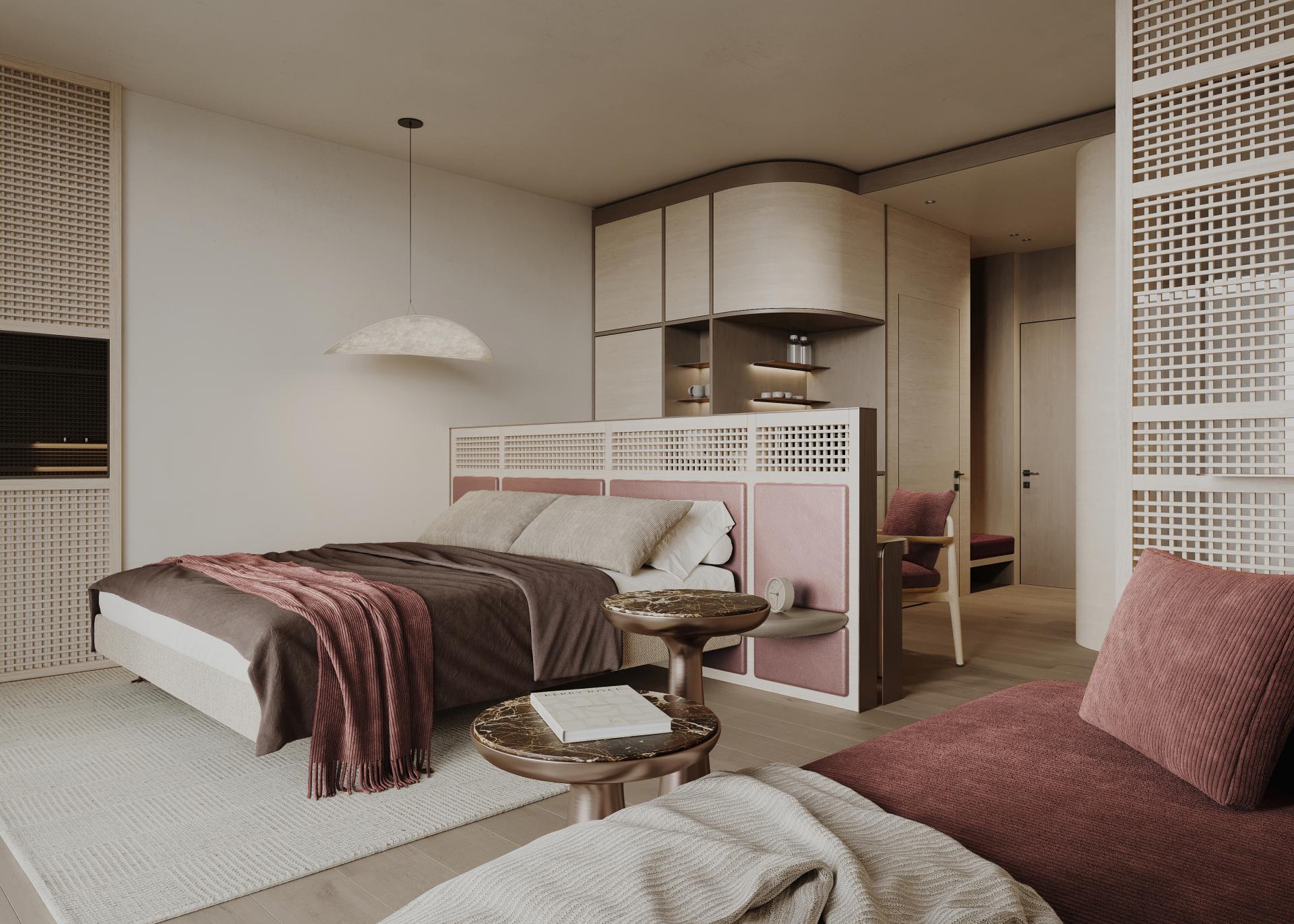 Modernes Gästezimmer im Hotel Monika mit Bett und Sitzecke