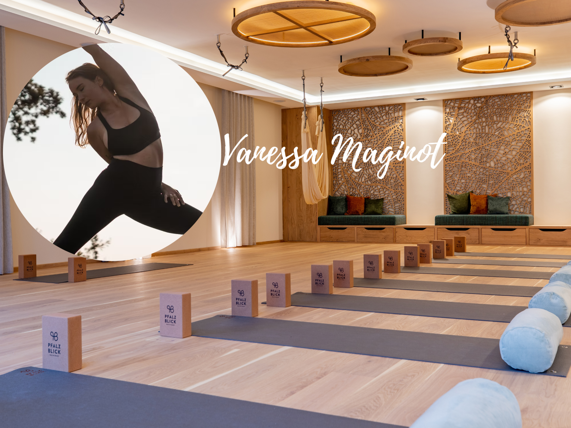 Yoga-Raum im Pfalzblick Wald Spa Resort mit Matten und Blöcken