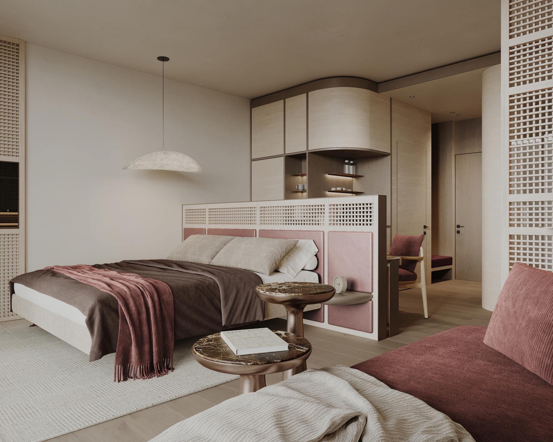 Modernes Gästezimmer im Hotel Monika mit Bett und Sitzecke