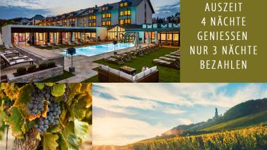 Land & Golf Hotel Stromberg mit Außenpool, Weinreben und Hügellandschaften