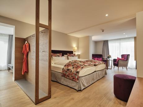 Hotel Reppert mit gemütlichem Doppelzimmer, Dusche und zwei Sesseln