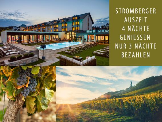 Land & Golf Hotel Stromberg mit Außenpool, Weinreben und Hügellandschaften