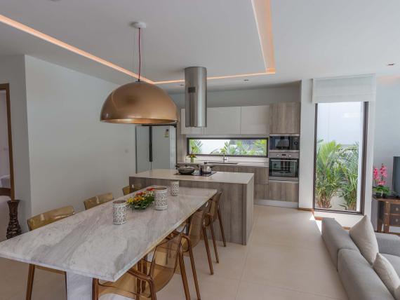 Modern kitchen and dining area at The Mangosteen Ayurveda & Wellness Resort