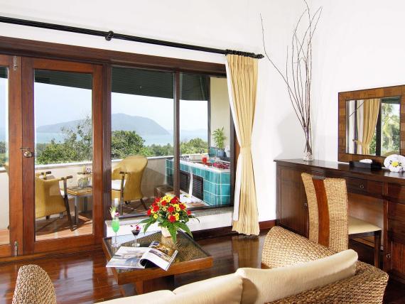 Room with balcony and sea view at The Mangosteen Ayurveda & Wellness Resort