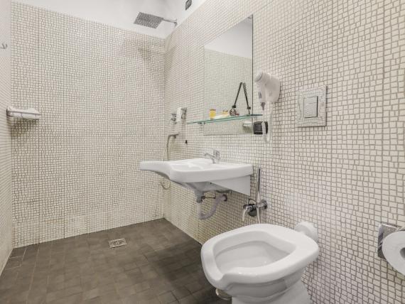 Bagno con doccia e wc nel Reggia Suite Spa Hotel