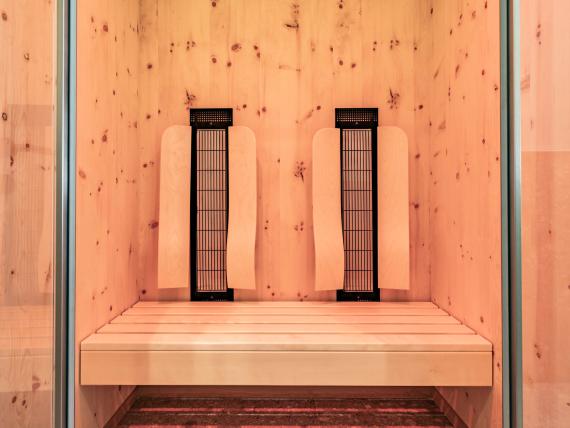 Hochfeldhof Infrarotkabine aus Holz mit zwei Sitzheizungen
