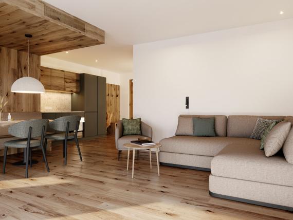 Laurena Wohnzimmer mit Küche und gemütlicher Couch