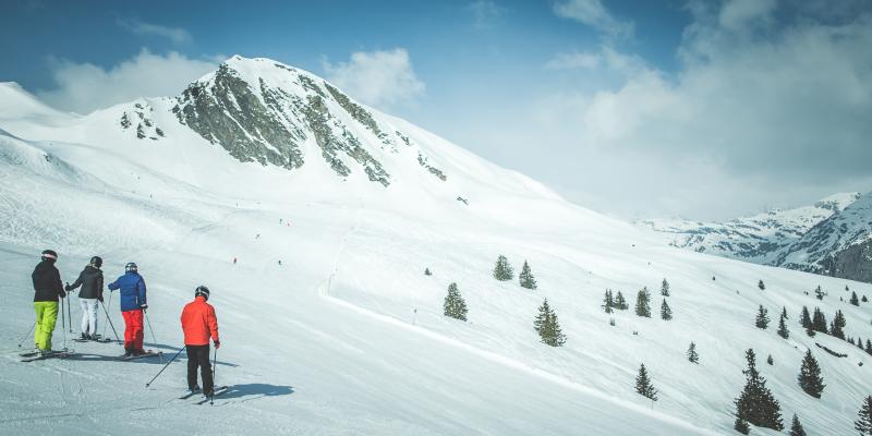 Skiing in the sun