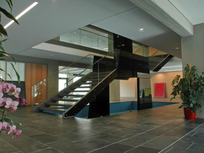 Moderner Innenraum mit Treppe und Pflanzen im Brandnamic Büro