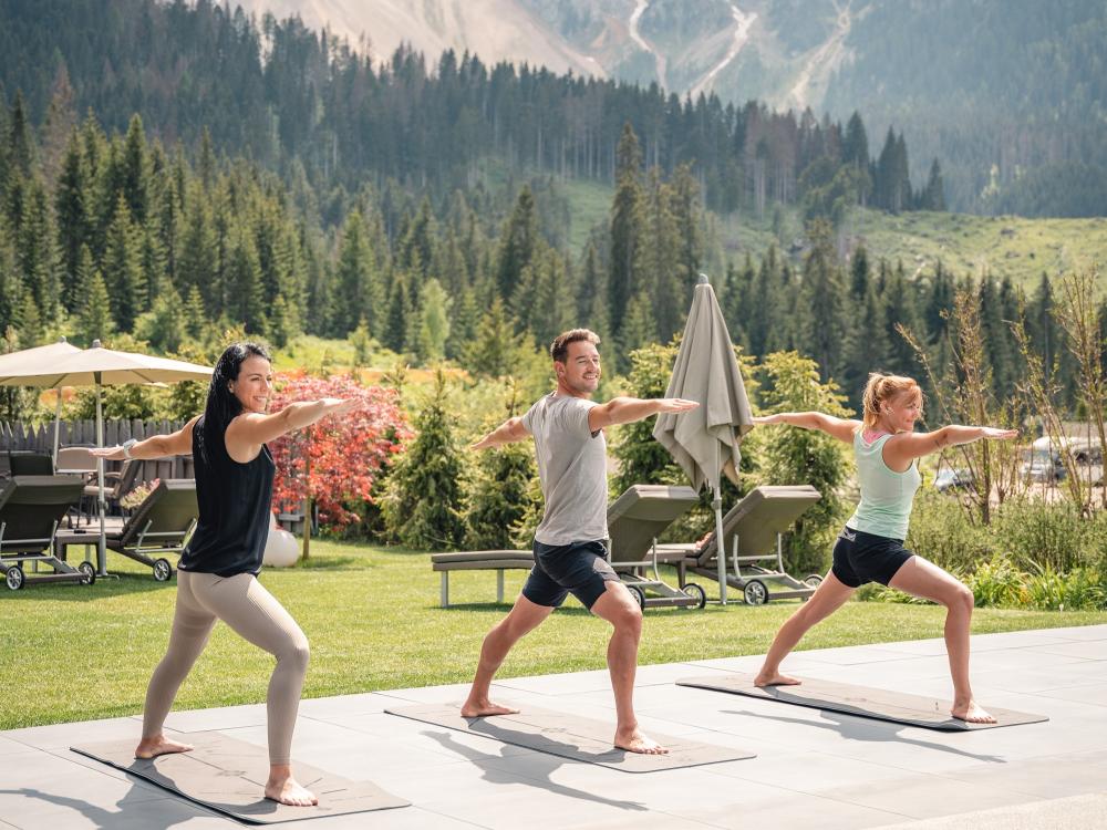 Yoga week united with nature,  in the midst of a gigantic mountain backdrop
